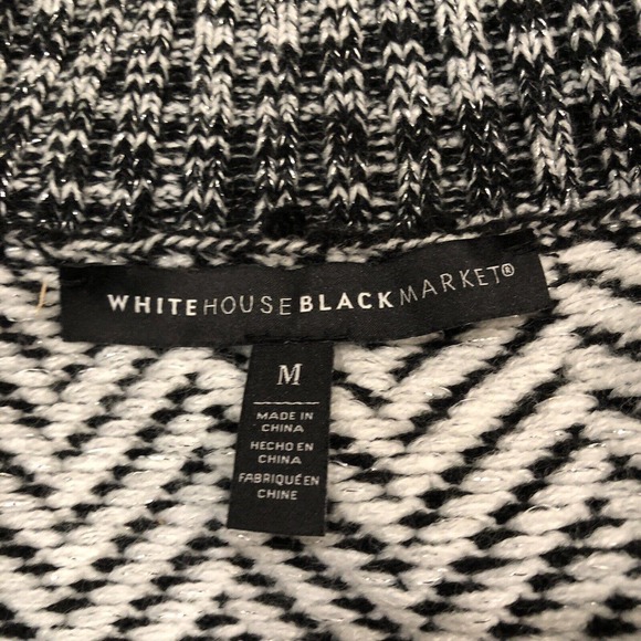 White House Black Market Cardigan Womens M White Black Knit Sweater - Picture 3 of 9